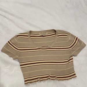 Retro Neutral Stripe Crop Top 🤍